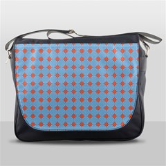 Pastel Mod Blue Orange Circles Messenger Bag by BrightVibesDesign