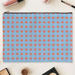 Pastel Mod Blue Orange Circles Cosmetic Bag (xxxl) by BrightVibesDesign