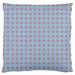 Pastel Mod Blue Orange Circles Large Flano Cushion Case (two Sides) by BrightVibesDesign