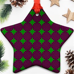 Bright Mod Pink Green Circle Pattern Ornament (star) by BrightVibesDesign