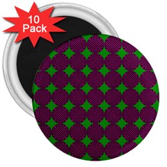 Bright Mod Pink Green Circle Pattern 3  Magnets (10 Pack)  by BrightVibesDesign