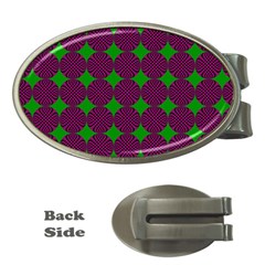 Bright Mod Pink Green Circle Pattern Money Clips (oval)  by BrightVibesDesign