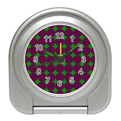 Bright Mod Pink Green Circle Pattern Travel Alarm Clock by BrightVibesDesign