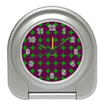 Bright Mod Pink Green Circle Pattern Travel Alarm Clock Front