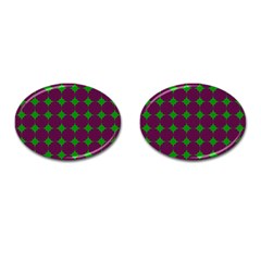 Bright Mod Pink Green Circle Pattern Cufflinks (oval)