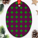 Bright Mod Pink Green Circle Pattern Oval Ornament (Two Sides) Front