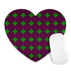 Bright Mod Pink Green Circle Pattern Heart Mousepads by BrightVibesDesign