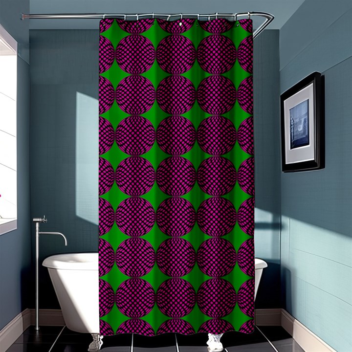 Bright Mod Pink Green Circle Pattern Shower Curtain 36  x 72  (Stall) 