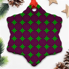 Bright Mod Pink Green Circle Pattern Ornament (snowflake) by BrightVibesDesign