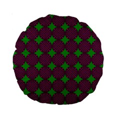 Bright Mod Pink Green Circle Pattern Standard 15  Premium Round Cushions by BrightVibesDesign