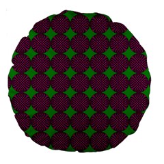 Bright Mod Pink Green Circle Pattern Large 18  Premium Round Cushions by BrightVibesDesign