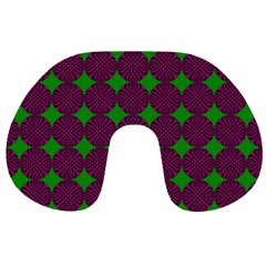 Bright Mod Pink Green Circle Pattern Travel Neck Pillows by BrightVibesDesign