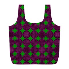 Bright Mod Pink Green Circle Pattern Full Print Recycle Bag (l) by BrightVibesDesign