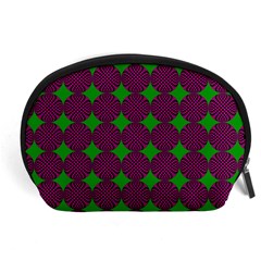 Bright Mod Pink Green Circle Pattern Accessory Pouch (large) by BrightVibesDesign