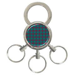 Mod Teal Red Circles Pattern 3-ring Key Chains by BrightVibesDesign