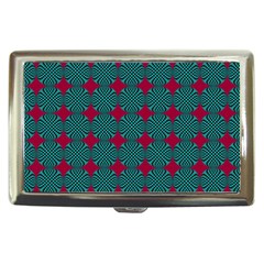 Mod Teal Red Circles Pattern Cigarette Money Case by BrightVibesDesign