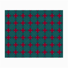 Mod Teal Red Circles Pattern Small Glasses Cloth by BrightVibesDesign