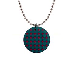 Mod Teal Red Circles Pattern Button Necklaces by BrightVibesDesign