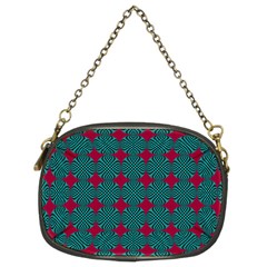 Mod Teal Red Circles Pattern Chain Purse (two Sides) by BrightVibesDesign