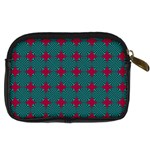 Mod Teal Red Circles Pattern Digital Camera Leather Case Back