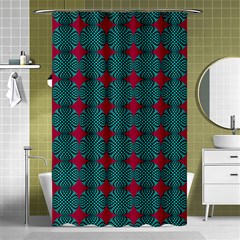 Mod Teal Red Circles Pattern Shower Curtain 48  X 72  (small)  by BrightVibesDesign