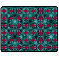 Mod Teal Red Circles Pattern Double Sided Fleece Blanket (medium)  by BrightVibesDesign