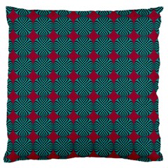 Mod Teal Red Circles Pattern Standard Flano Cushion Case (two Sides) by BrightVibesDesign