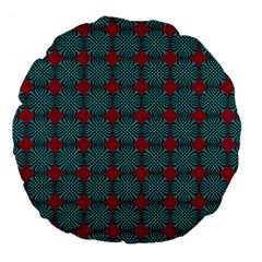 Mod Teal Red Circles Pattern Large 18  Premium Flano Round Cushions by BrightVibesDesign