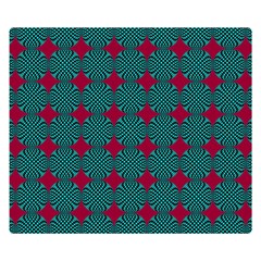 Mod Teal Red Circles Pattern Double Sided Flano Blanket (small)  by BrightVibesDesign