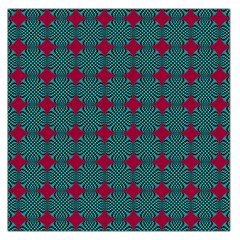 Mod Teal Red Circles Pattern Large Satin Scarf (square) by BrightVibesDesign