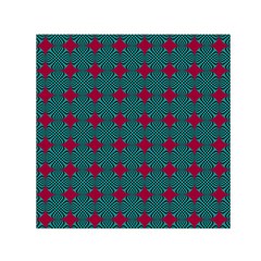 Mod Teal Red Circles Pattern Small Satin Scarf (square) by BrightVibesDesign