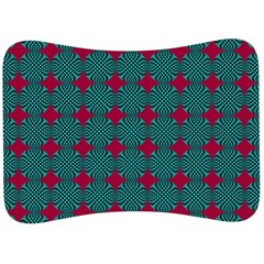 Mod Teal Red Circles Pattern Velour Seat Head Rest Cushion