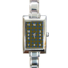 Mod Yellow Blue Circles Pattern Rectangle Italian Charm Watch by BrightVibesDesign