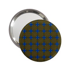 Mod Yellow Blue Circles Pattern 2 25  Handbag Mirrors by BrightVibesDesign