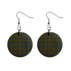 Mod Yellow Blue Circles Pattern Mini Button Earrings by BrightVibesDesign