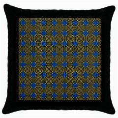 Mod Yellow Blue Circles Pattern Throw Pillow Case (black) by BrightVibesDesign