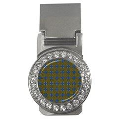 Mod Yellow Blue Circles Pattern Money Clips (cz)  by BrightVibesDesign