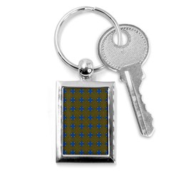 Mod Yellow Blue Circles Pattern Key Chains (rectangle)  by BrightVibesDesign