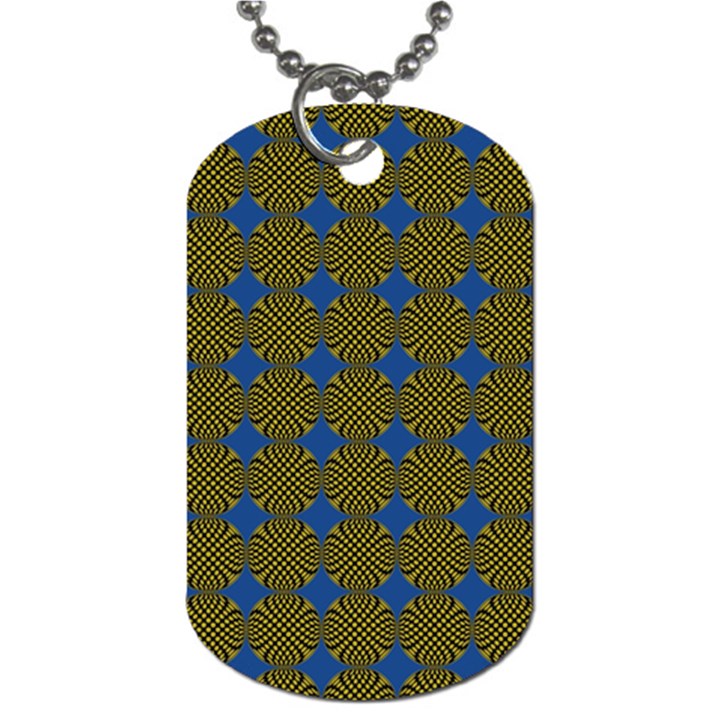 Mod Yellow Blue Circles Pattern Dog Tag (Two Sides)