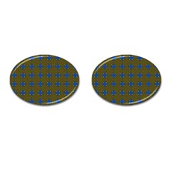 Mod Yellow Blue Circles Pattern Cufflinks (oval) by BrightVibesDesign