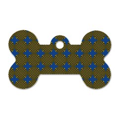 Mod Yellow Blue Circles Pattern Dog Tag Bone (one Side) by BrightVibesDesign