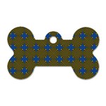 Mod Yellow Blue Circles Pattern Dog Tag Bone (One Side) Front