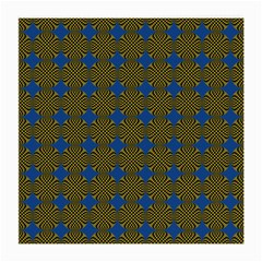 Mod Yellow Blue Circles Pattern Medium Glasses Cloth (2-side) by BrightVibesDesign