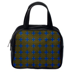 Mod Yellow Blue Circles Pattern Classic Handbag (one Side) by BrightVibesDesign