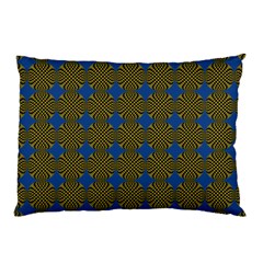 Mod Yellow Blue Circles Pattern Pillow Case by BrightVibesDesign