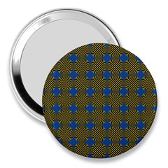 Mod Yellow Blue Circles Pattern 3  Handbag Mirrors by BrightVibesDesign