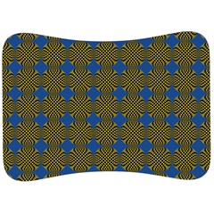 Mod Yellow Blue Circles Pattern Velour Seat Head Rest Cushion