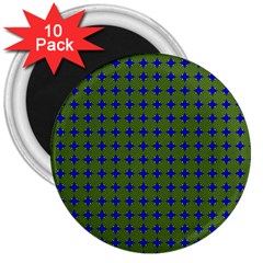 Mod Circles Green Blue 3  Magnets (10 Pack)  by BrightVibesDesign