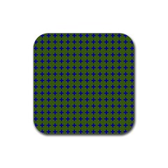 Mod Circles Green Blue Rubber Coaster (square)  by BrightVibesDesign