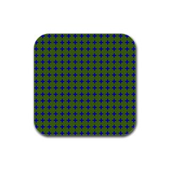 Mod Circles Green Blue Rubber Square Coaster (4 Pack)  by BrightVibesDesign